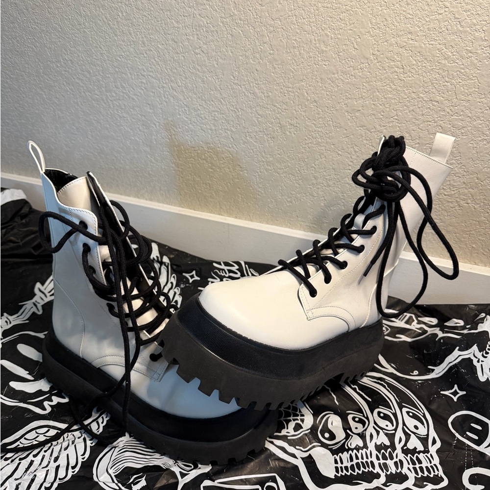 NEW - Dolls Kill White and Black Combat Boots